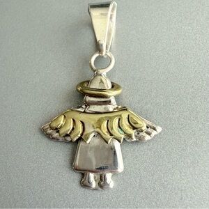 Taxco Mexico Sterling Silver & Brass Angel Cherub Pendant For Necklace